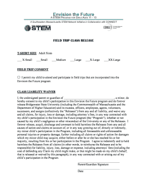 Field Trip Consent and Liability Waiver