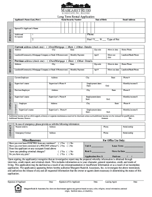 Long Term Rental Application