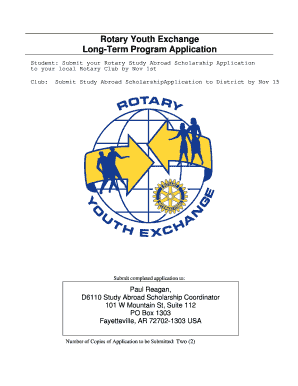 Rotary Youth Exchange Long-Term Program Application