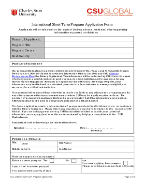 International Short Term Program Application Form