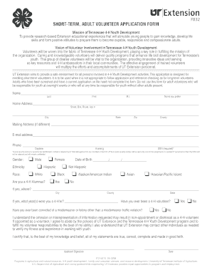 Tennessee 4-H Adult Volunteer Application Form