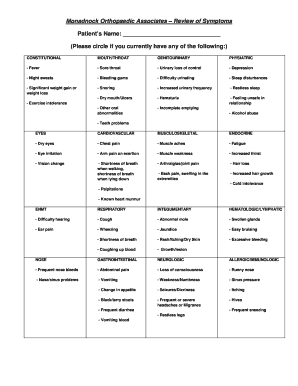 Review of Symptoms Form