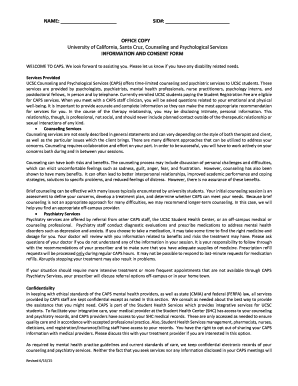 University of California Counseling Consent Form