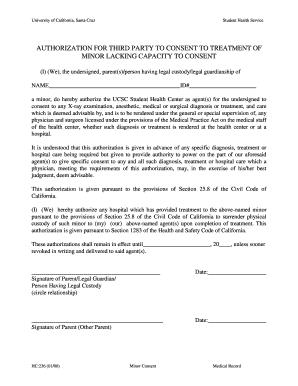 UCSC Minor Medical Consent Form