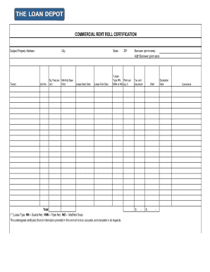 Commercial Rent Roll Certification