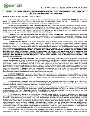 Mountain Creek Bike Park Waiver