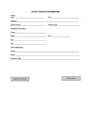 Client Change of Information Form