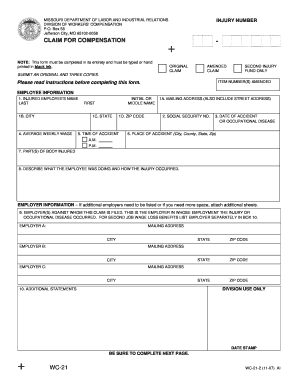 Missouri Workers' Compensation Claim Form