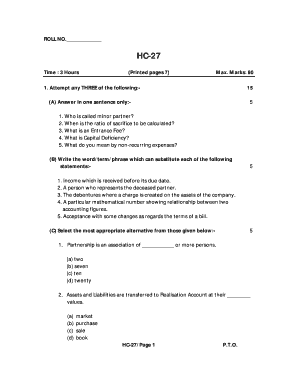 Accounting Exam Paper HC-27
