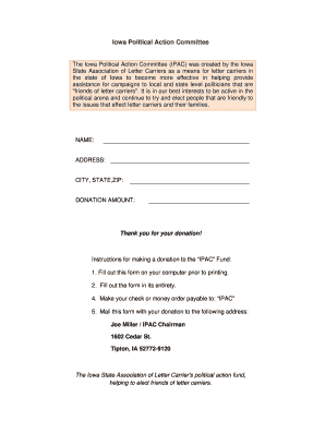 Iowa Political Action Committee Donation Form