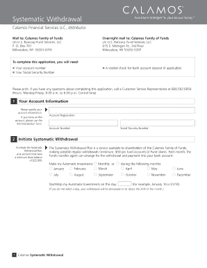 Calamos Systematic Withdrawal Form