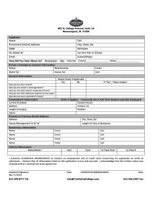 Rental Application Form