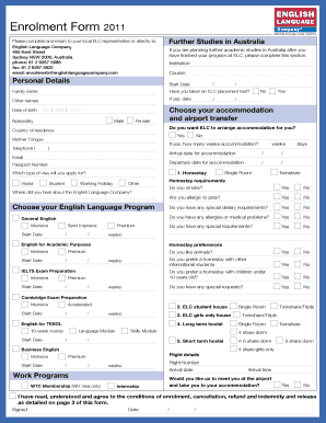 ELC Enrolment Form 2011