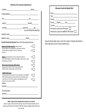 Wisconsin Youth Art Month 2014 Entry Form