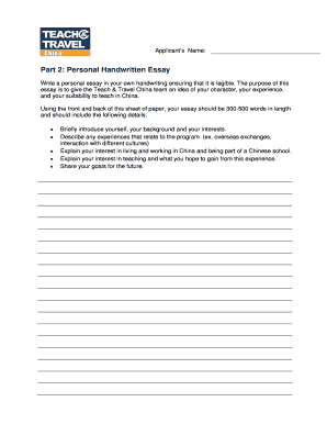 Teach & Travel China Program Application