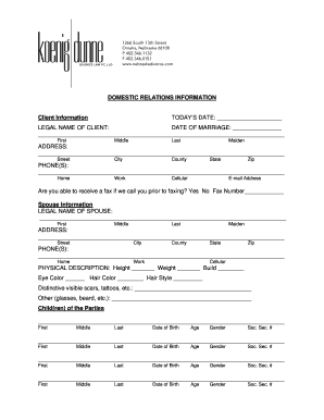 Domestic Relations Information Form