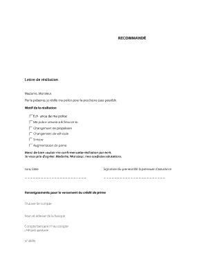 Act test example - RECOMMAND Lettre de r siliation - TCS - tcs