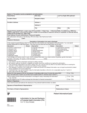 Authorization for Use and Disclosure of Protected Health Information