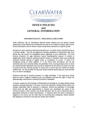 California Confidentiality Policy and Consent Form