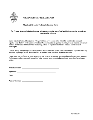 Mandated Reporter Acknowledgement Form