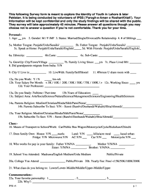 Youth Identity Survey Form