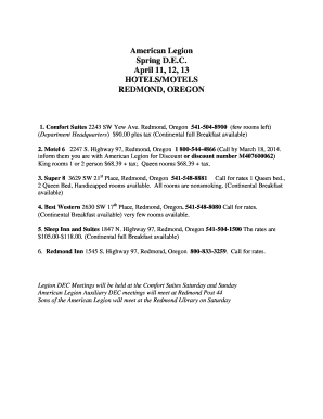 American Legion Spring DEC April 11 12 13 HOTELS - alaoregon