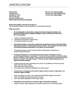 Americanism Program Report and Questionnaire