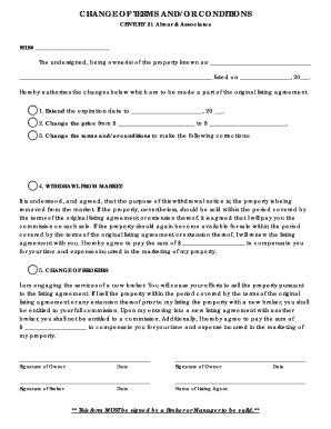 Century 21 Change of Terms and Conditions Form