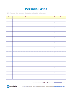 Personal Wins Success Tracker Form