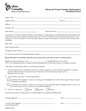 Electronic Funds Transfer Authorization Form