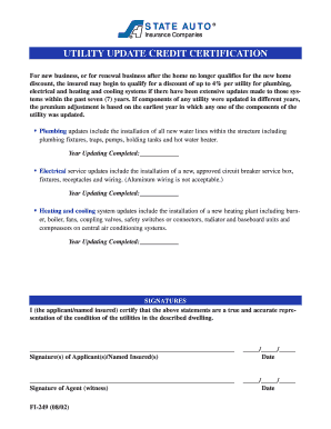 Utility Update Credit Certification