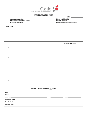 Item Construction Form
