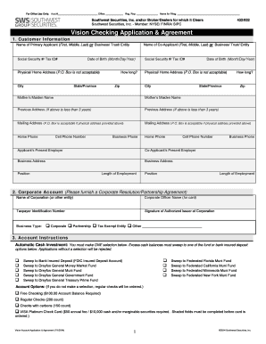 Vision Checking Application & Agreement