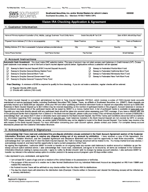 Vision IRA Checking Application & Agreement