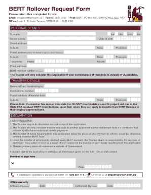 BERT Rollover Request Form