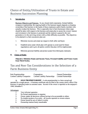 Choice of Entity/Utilization of Trusts in Estate and Business ...