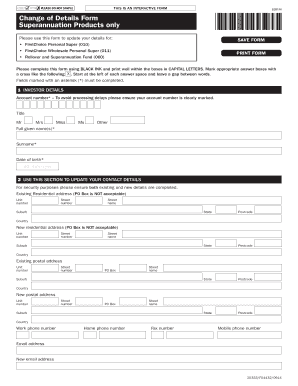 Change of Details Form for Superannuation Products