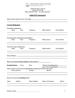 Adult Self-Assessment Form