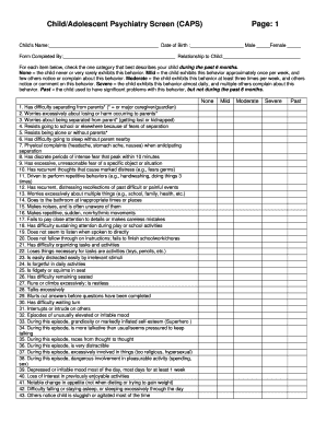 Child/Adolescent Psychiatry Screen (CAPS)