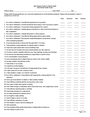 Adult Mental Health Screen