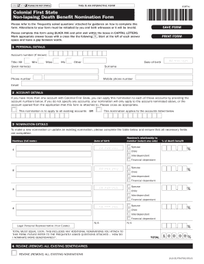 Colonial First State Non-lapsing Death Benefit Nomination Form
