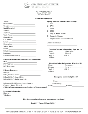 Patient Demographics Form