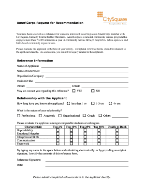 AmeriCorps Reference Form