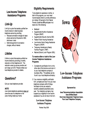 Iowa Low-Income Telephone Assistance Certification