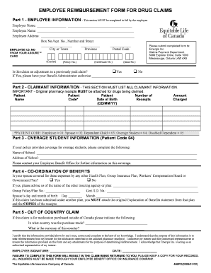 Employee Reimbursement Form for Drug Claims