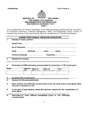 RECOMMENDATION FOR PROMOTION FORM - psc gov