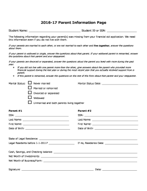 2016-17 Parent Information Form