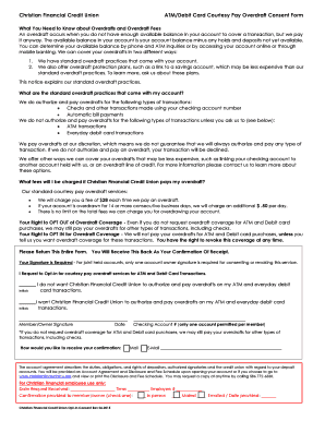 Christian Financial Credit Union ATM/Debit Card Overdraft Consent Form
