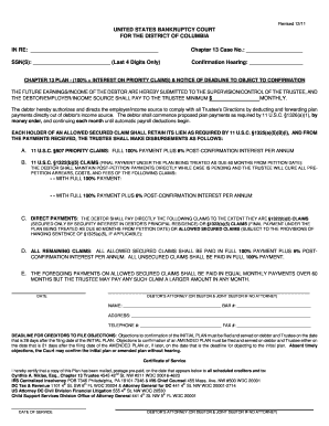 Chapter 13 Bankruptcy Plan and Notice