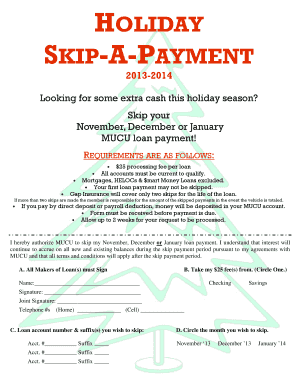 Holiday skip payment - Members United Credit Union - membersunitedcreditunion